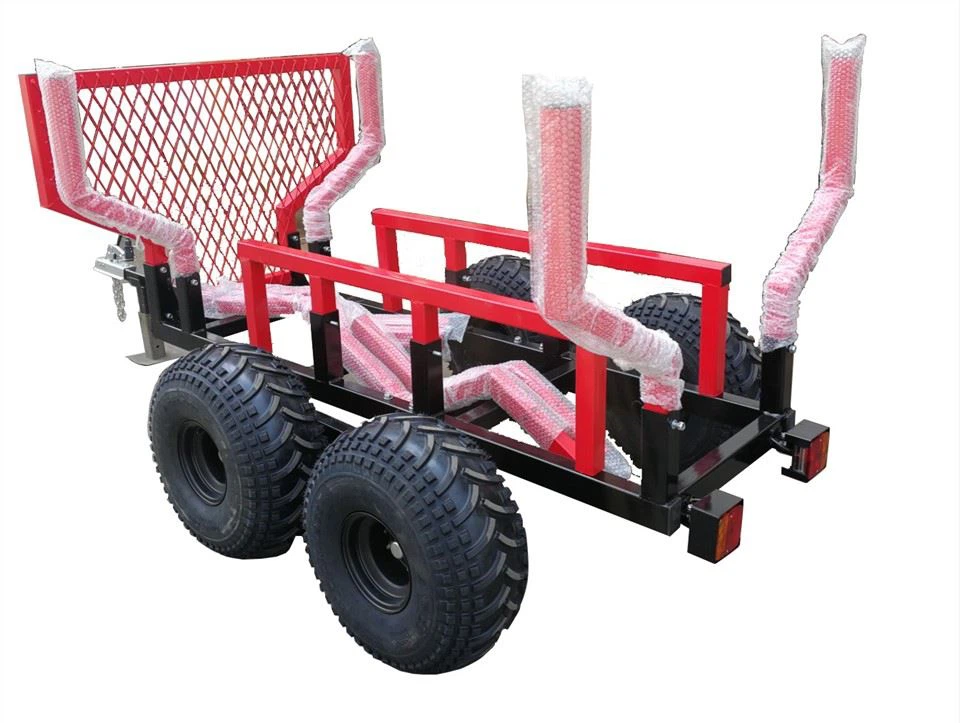 ATV 1000kg Capacity Wood Log Dumping Trailer with Vertical Crane
